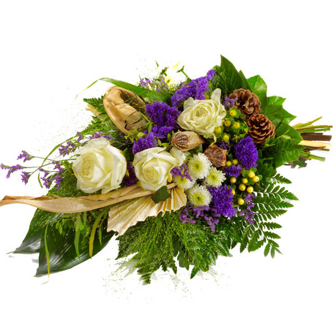 Trauerstrauß in creme-violett