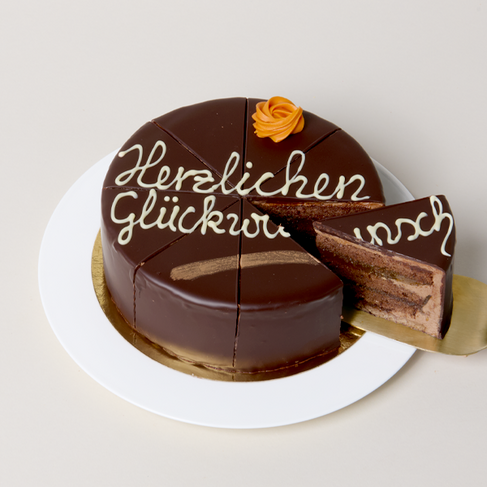 Dessert-Sachertorte "Herzlichen Gl&uuml;ckwunsch"