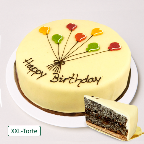 Gro&szlig;e Konditorei-Mohntorte "Happy Birthday"