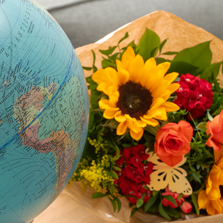 Weltkarte mit Blumenlieferung ins Ausland