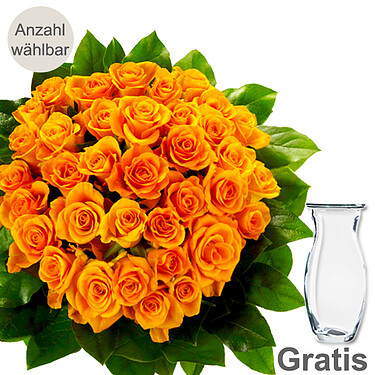 Oranger Rosenstrauß mit Vase