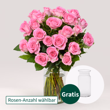 Rosa Rosenstrauß mit Vase