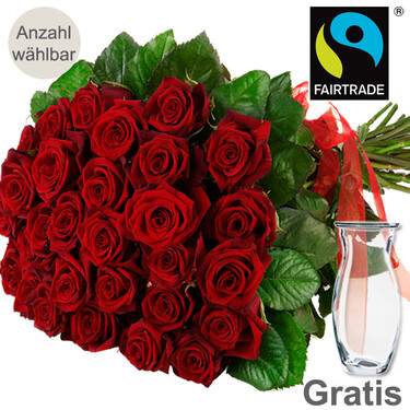Rote FAIRTRADE Rosen im Bund Rote FAIRTRADE Rosen im Bund