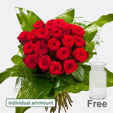 Premium Roses in a bouquet with vase