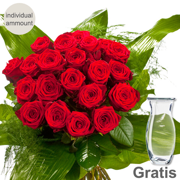 Premium Roses in a bouquet with vase