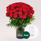 Premium Roses in a bouquet with vase