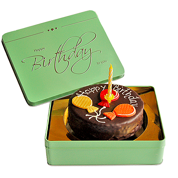 Sacher cake Happy Birthday with candle