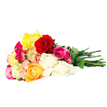 Bunch of mixed coloured roses