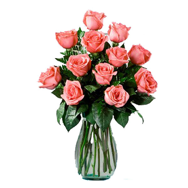Bouquet of 12 pink roses