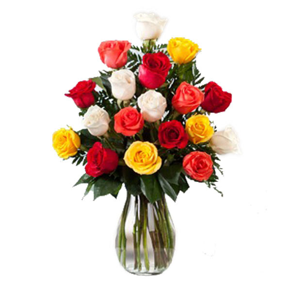 Bouquet of mixed coloured roses