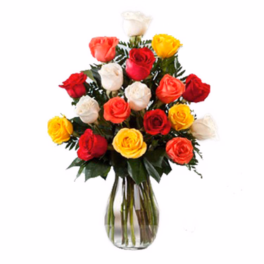 Bouquet of mixed coloured roses