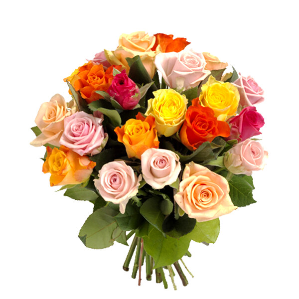 Bouquet of mixed coloured roses