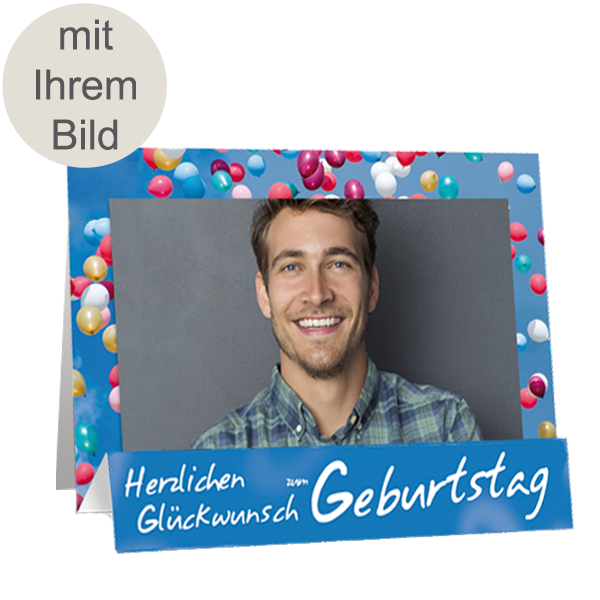 Ihr persönliches Bild in einer Aufstellkarte mit Grußkarte