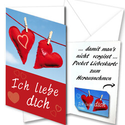 Grußkarte "Ich liebe Dich" mit Pocket-Liebeskarte Grußkarte "Ich liebe Dich" mit Pocket-Liebeskarte