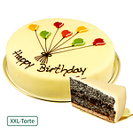 Große Konditorei-Mohntorte „Happy Birthday“