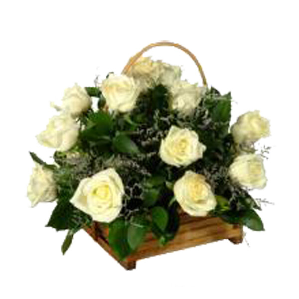 White Roses Basket