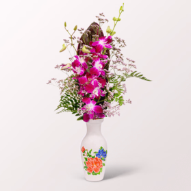 Asiatische Orchideen mit Vase