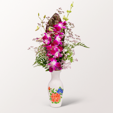 Asiatic Orchids with vase Asiatic Orchids with vase