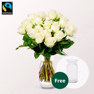 Bunch of  20 white Fairtrade roses