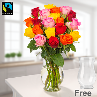 Mixed Fairtrade roses in a bunch
