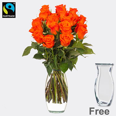 Orange Fairtrade roses in a bunch with Vase