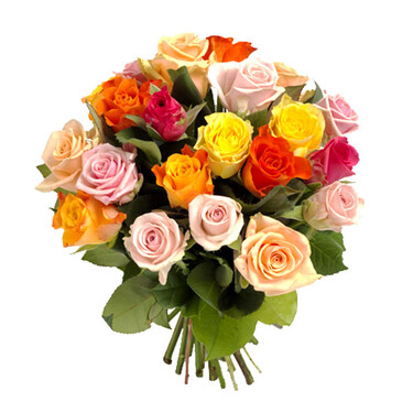 Bouquet of mixed coloured roses