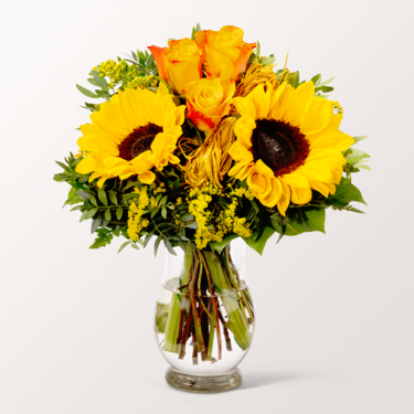 Blumenstrauß Vincent mit Vase & Ferrero Giotto 3er