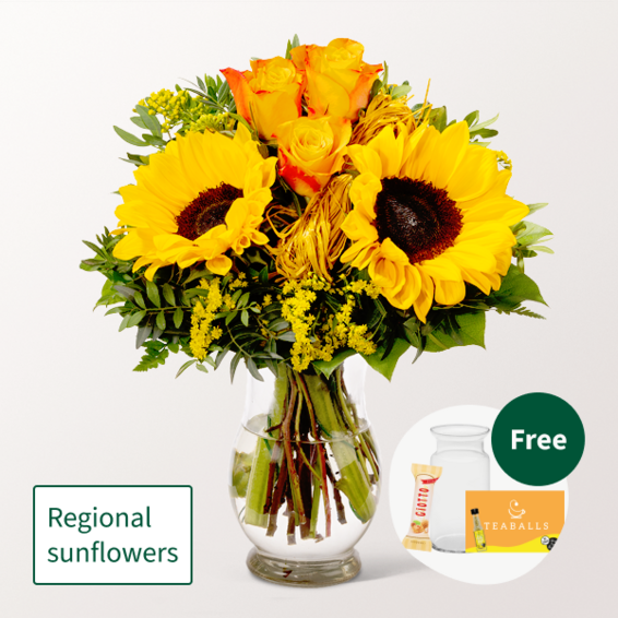 Flower Bouquet Vincent with vase & Teaballs & 3 Ferrero Giotto