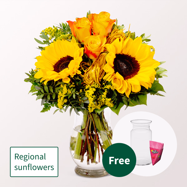 Flower Bouquet Vincent with SunLolly Raspberry & vase