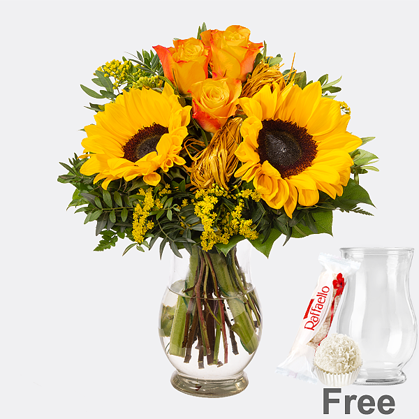 Flower Bouquet Vincent with vase & Ferrero Raffaello