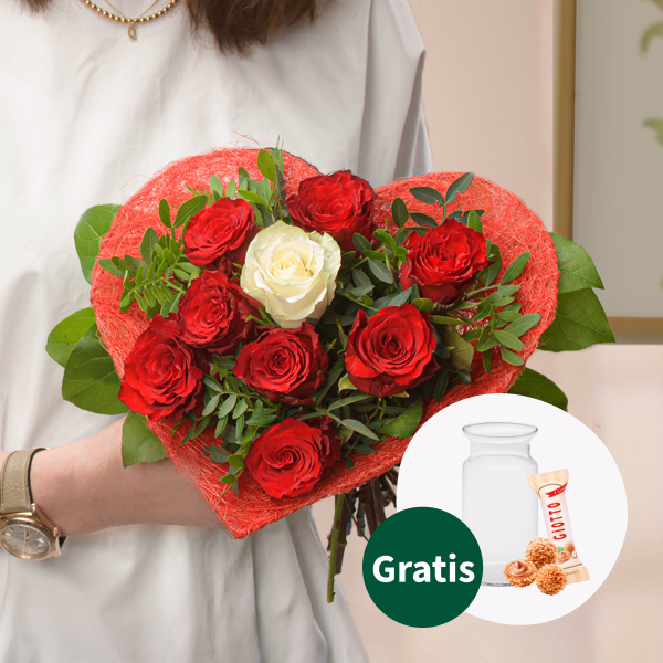 Rosenstrauß Amore mit Vase