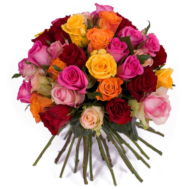 Bouquet of mixed coloured roses