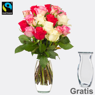 frisch gebunden Rosenbund Zuckerwatte mit Vase