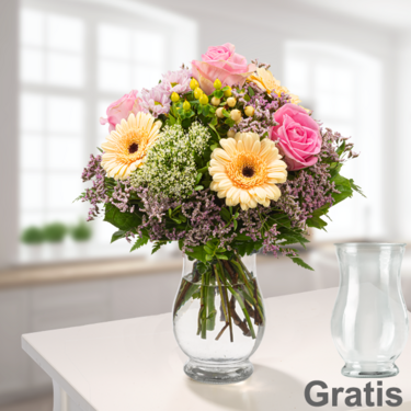 frisch gebunden Blumenstrauß Ballade mit Vase