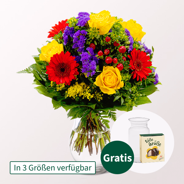 Blumenstrauß Blütenfee mit Halloren Kugeln & Vase