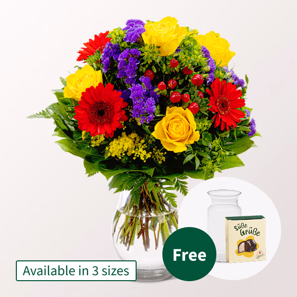 Flower Bouquet Blütenfee with Halloren Balls & vase