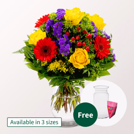 Flower Bouquet Blütenfee with SunLolly Raspberry & vase