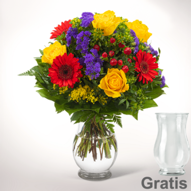 frisch gebunden Blumenstrauß Blütenfee mit Vase