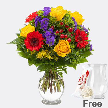 Flower Bouquet Blütenfee with vase & Ferrero Raffaello