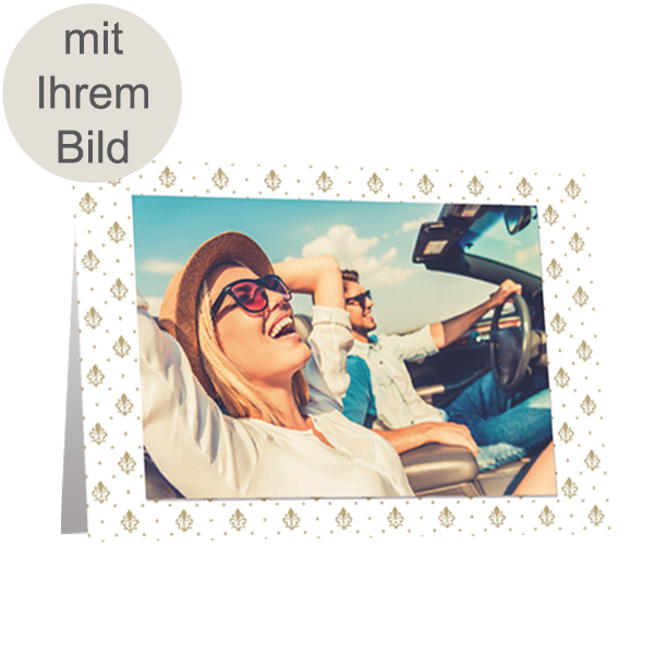 Ihr persönliches Bild in einer Aufstellkarte mit Grußkarte