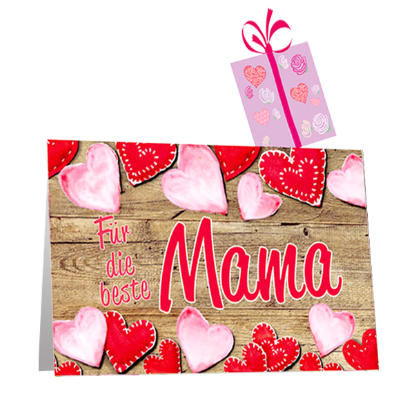 Aufstellkarte "Für die beste Mama" mit Aufstecker