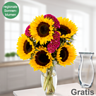 Blumenstrauß Sonnengrüße mit Vase