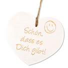 Holzanhänger Herz "Schön, dass es Dich gibt" mit Kordel (18 cm)
