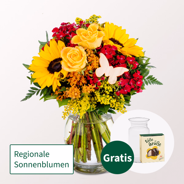 Blumenstrauß Sommergefühl mit Halloren Kugeln & Vase