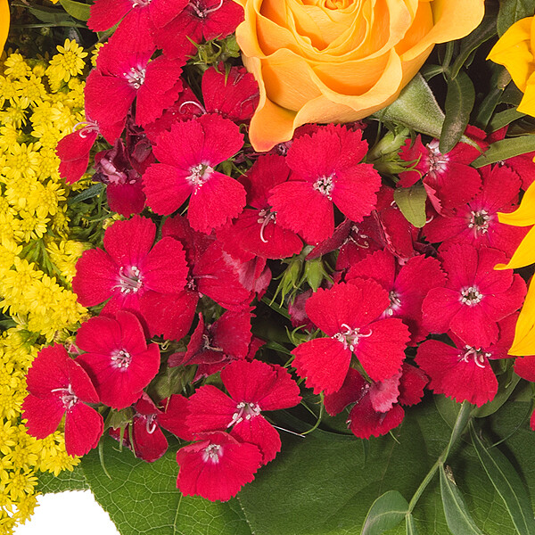 Blumenstrauß Sommergefühl mit Vase & Ferrero Raffaello