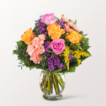 Blumenstrauß Farbenspiel mit Vase & Ferrero Giotto 3er