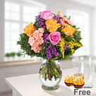Flower Bouquet Farbenspiel with vase & 2 Ferrero Rocher