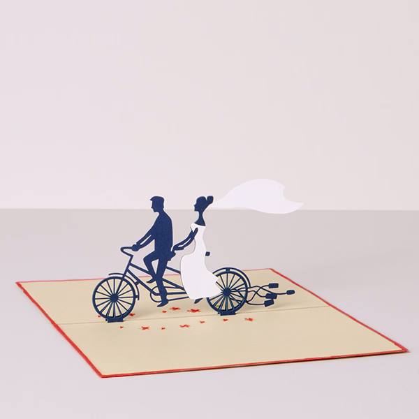 3D Grußkarte Tandem zur Hochzeit