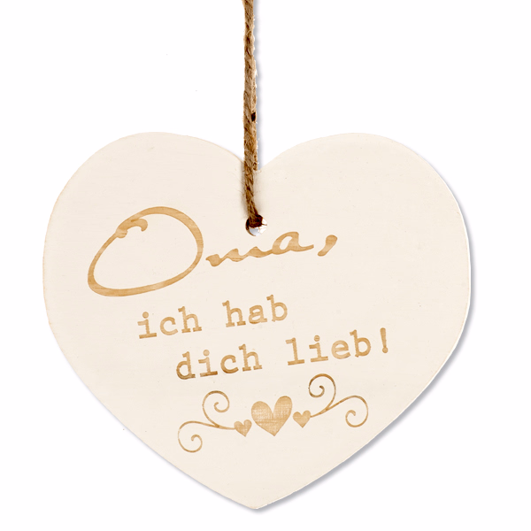 Wooden pendant „Oma, ich hab dich lieb“ (12,5 cm)