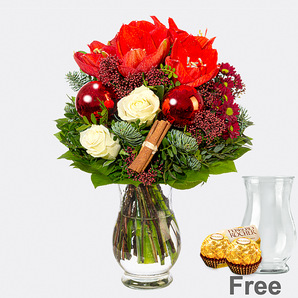 Flower Bouquet Weihnachten with vase & 2 Ferrero Rocher